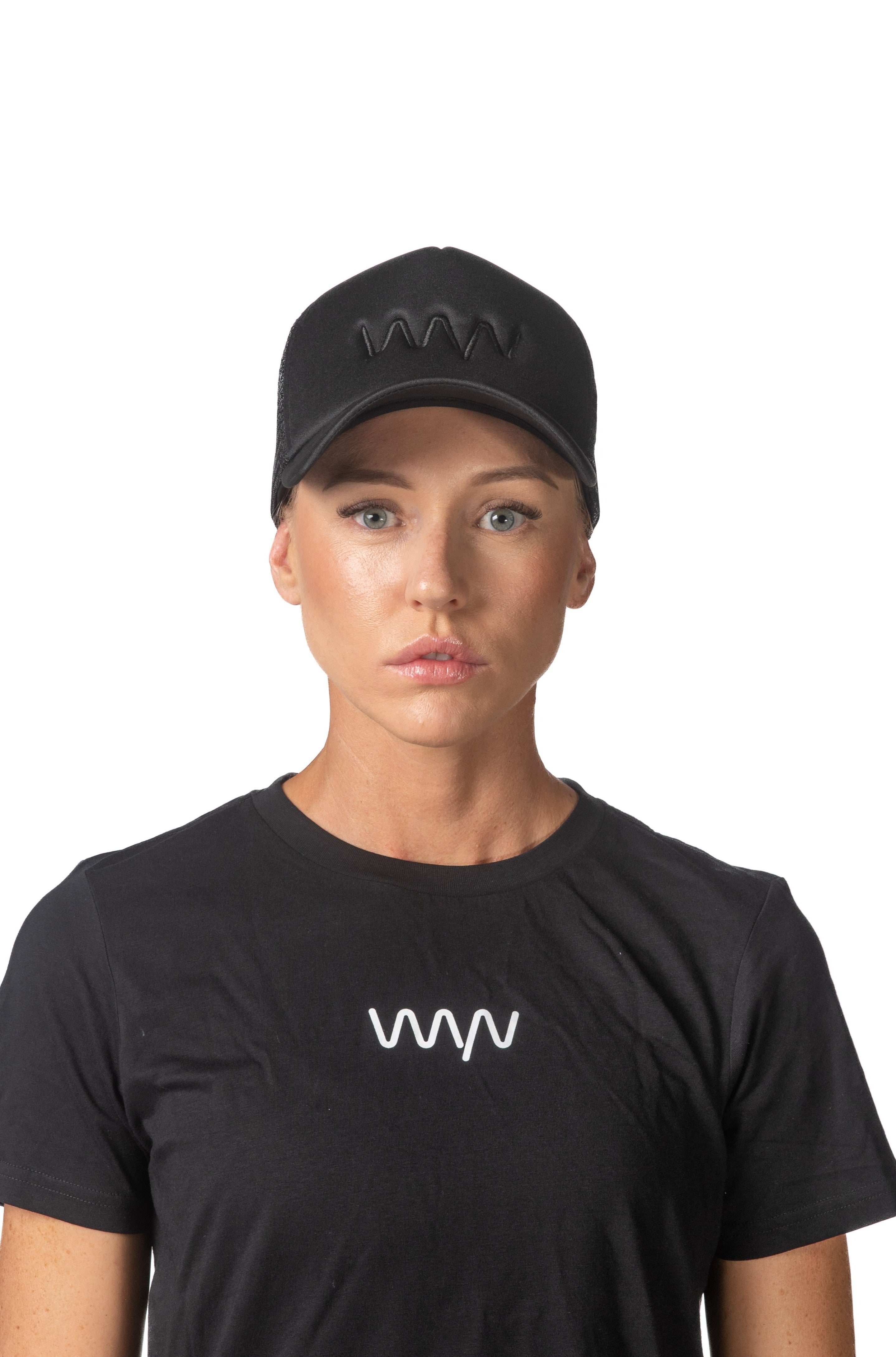 Black On Black Mesh Trucker