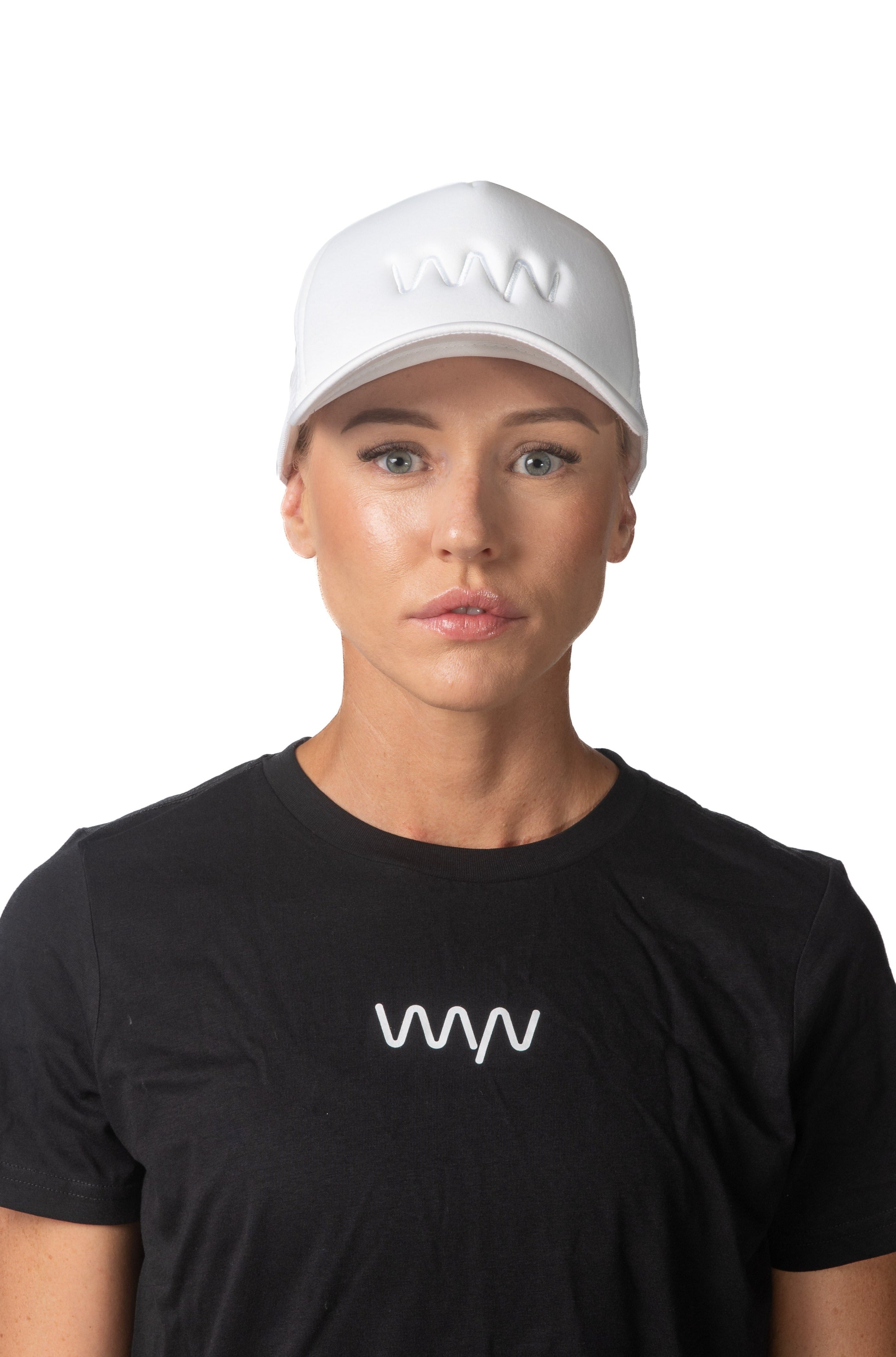 White On White Mesh Trucker