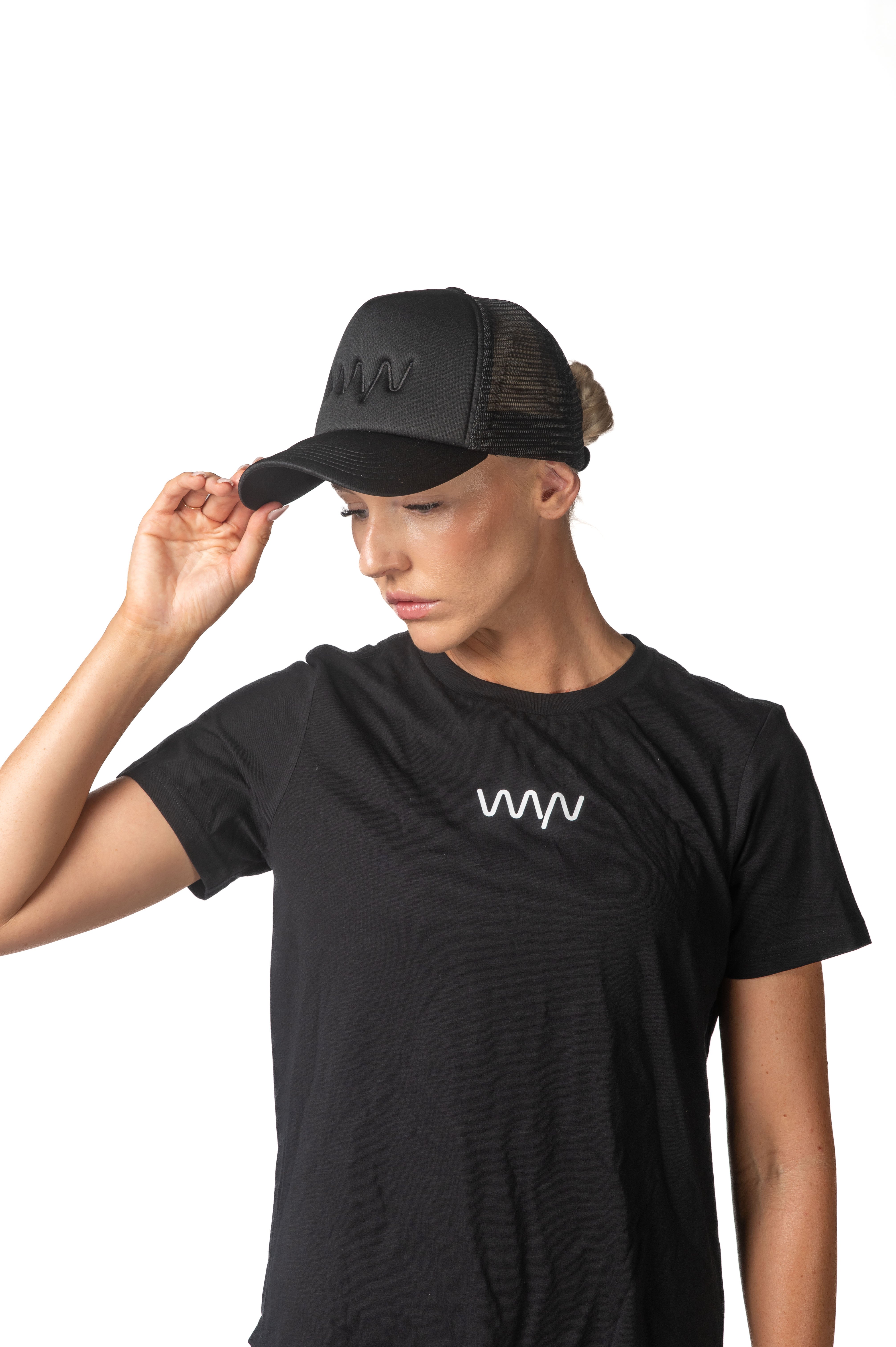 Black On Black Mesh Trucker
