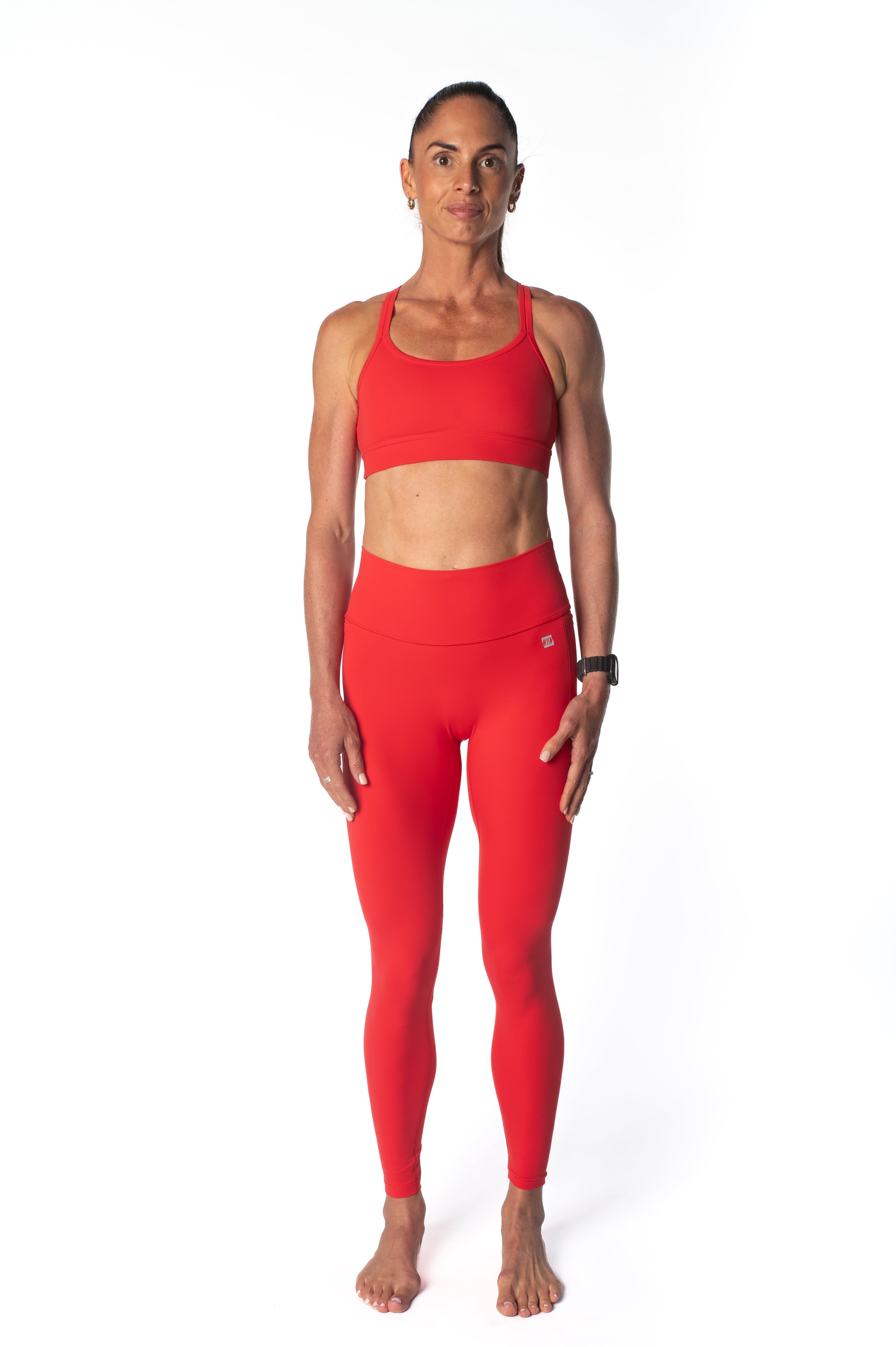 Women's Hybrid Full Length Tights - Race Red