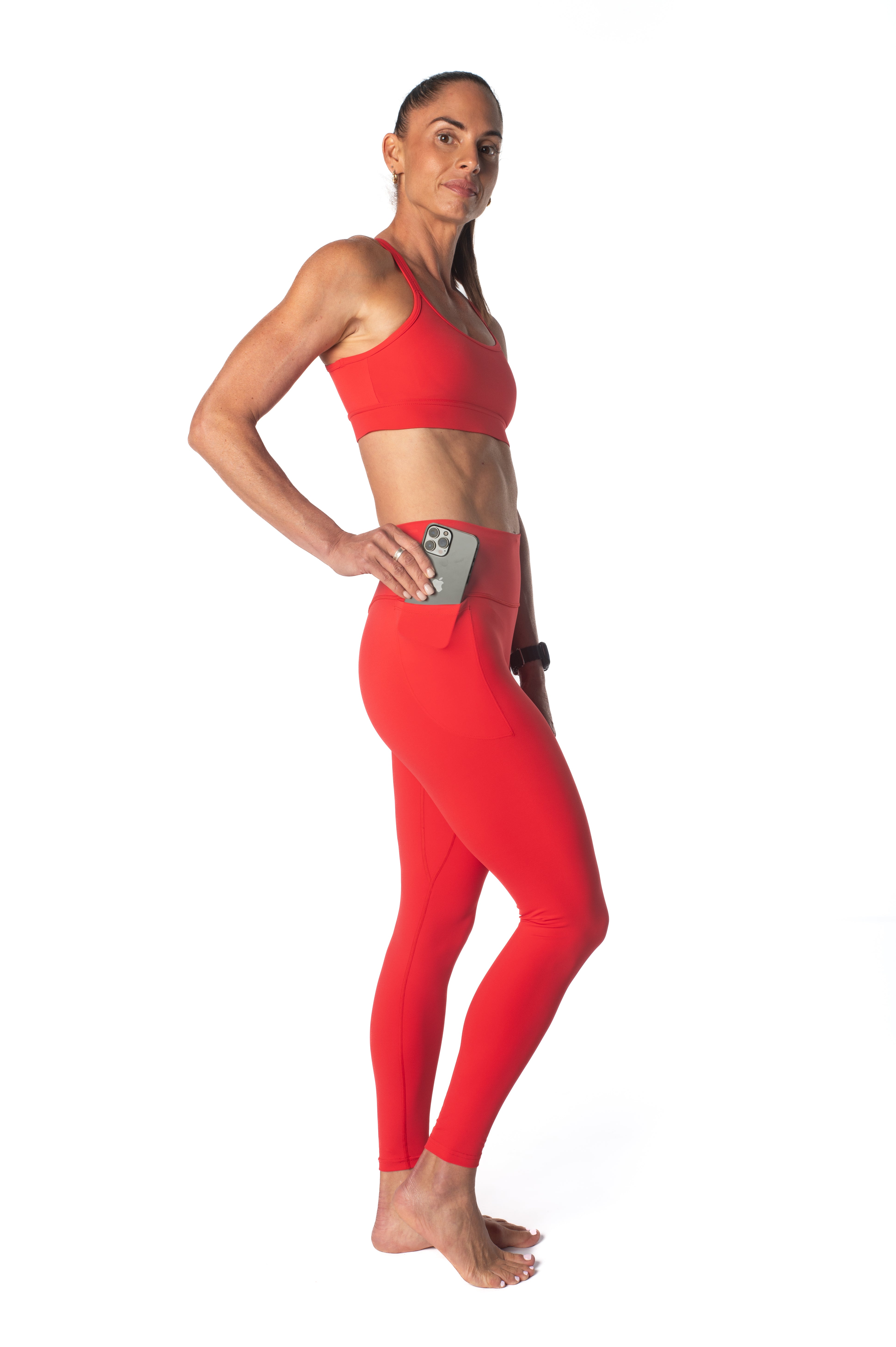 Women's Hybrid Full Length Tights - Race Red