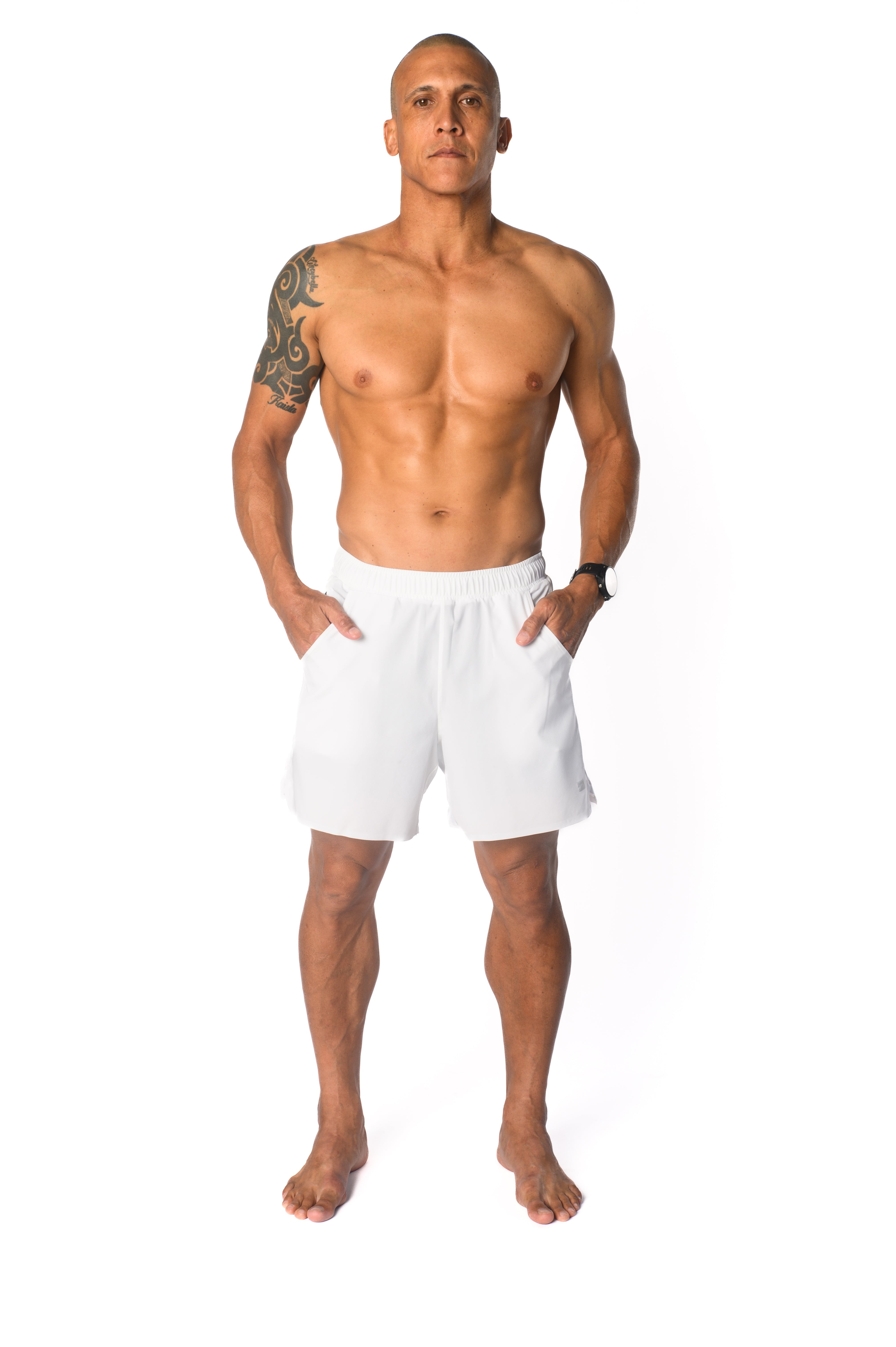 Men's Hybrid Short (6")- White