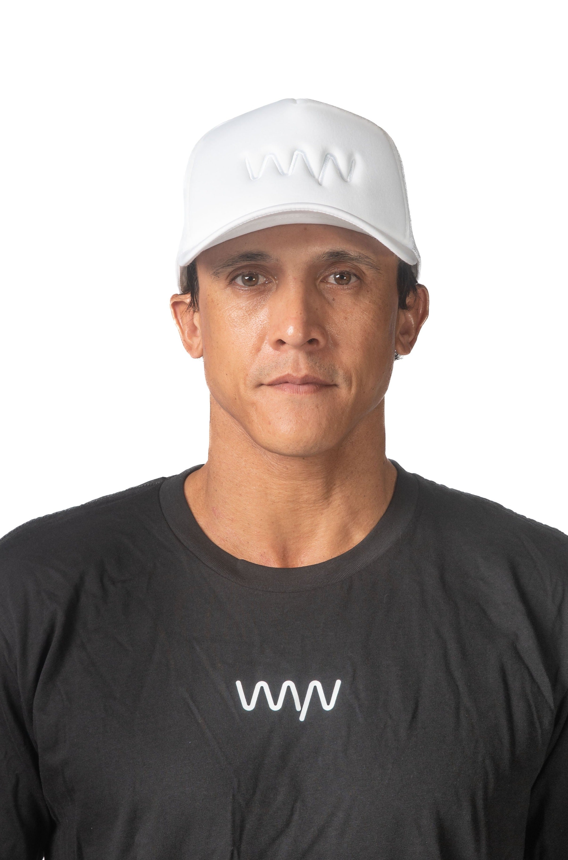 White On White Mesh Trucker