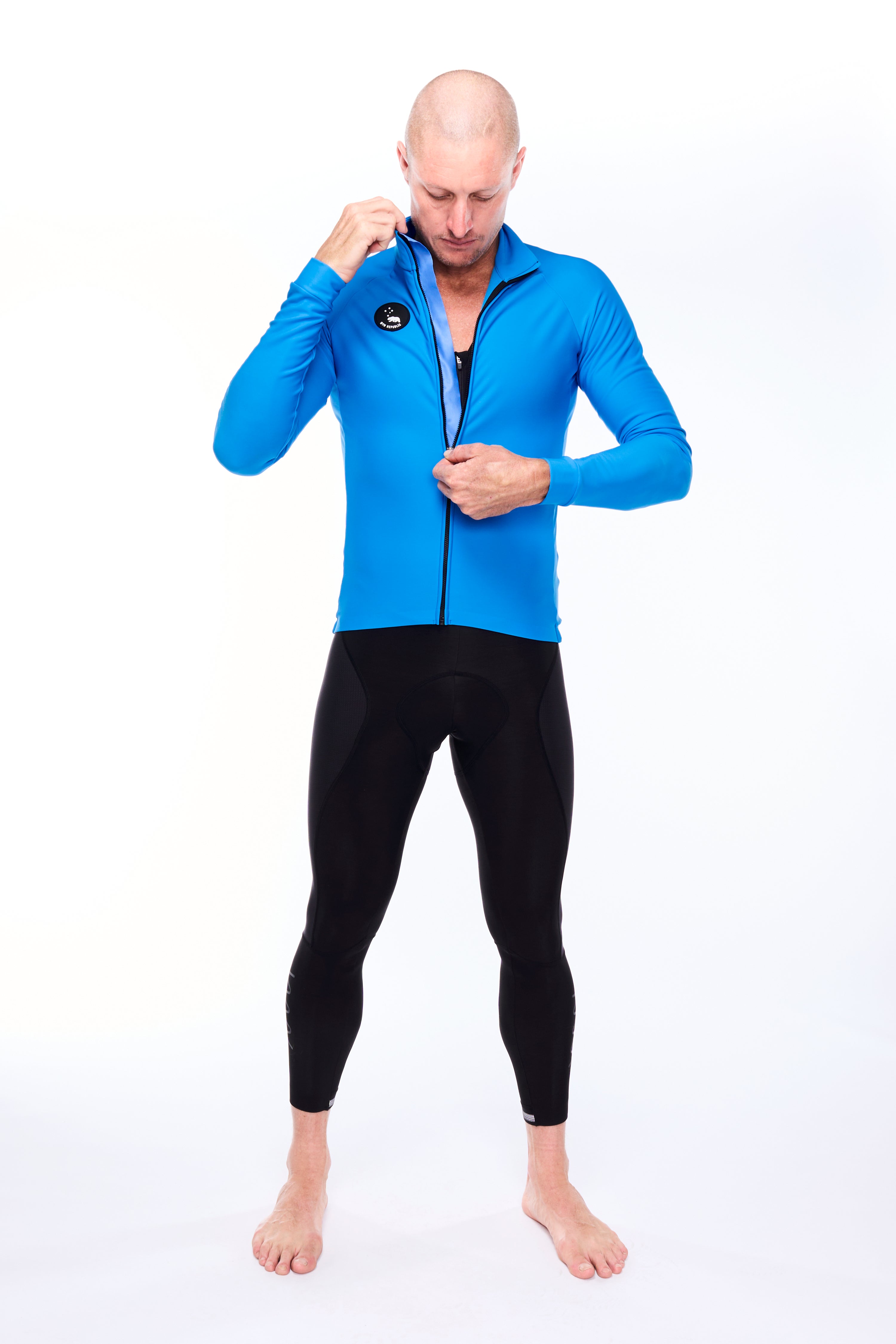 Men's Italian Thermal Cycling Jacket - Electric Blue