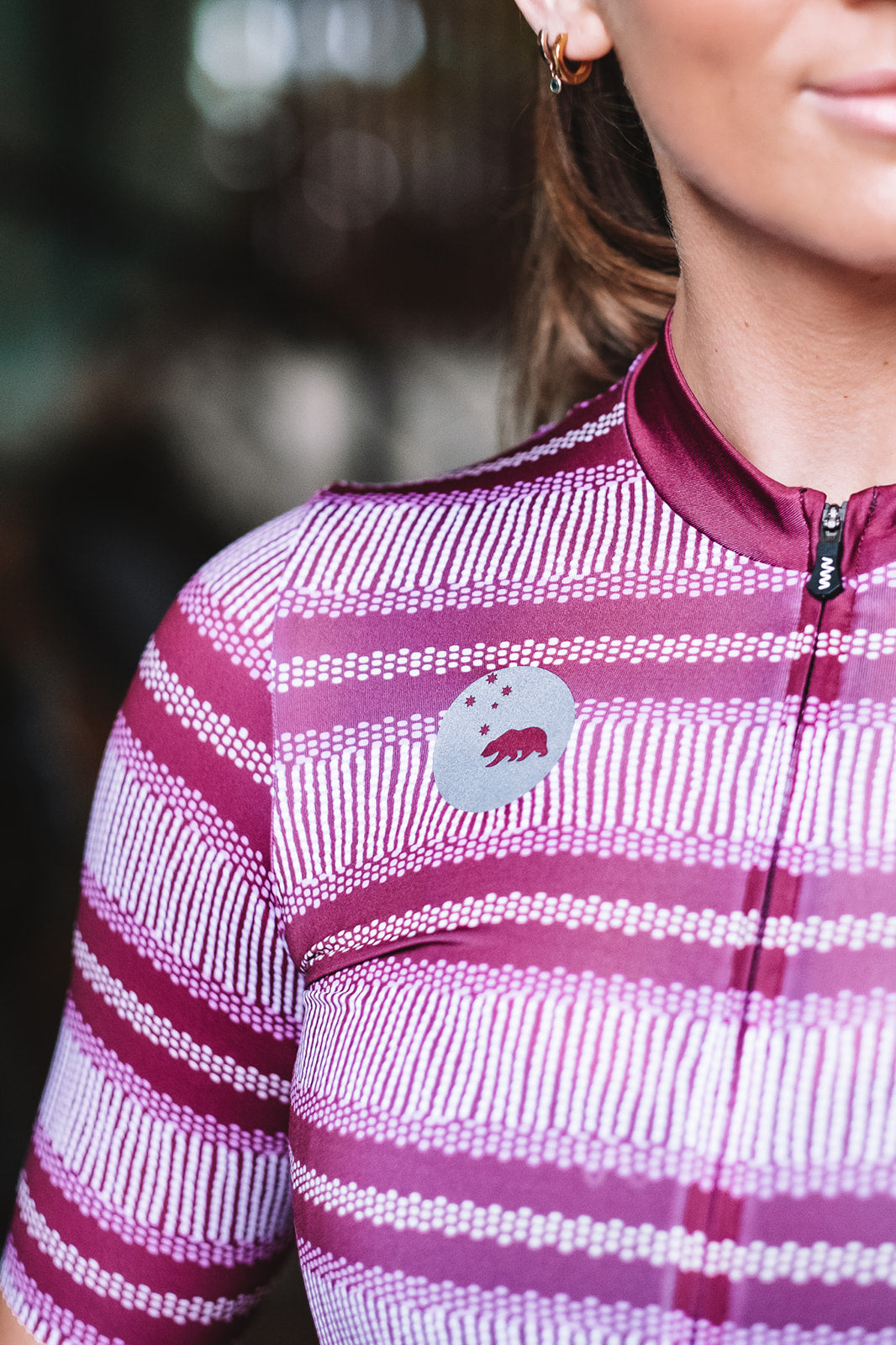 women's ROAM premium cycling jersey - alt stripe burgundy