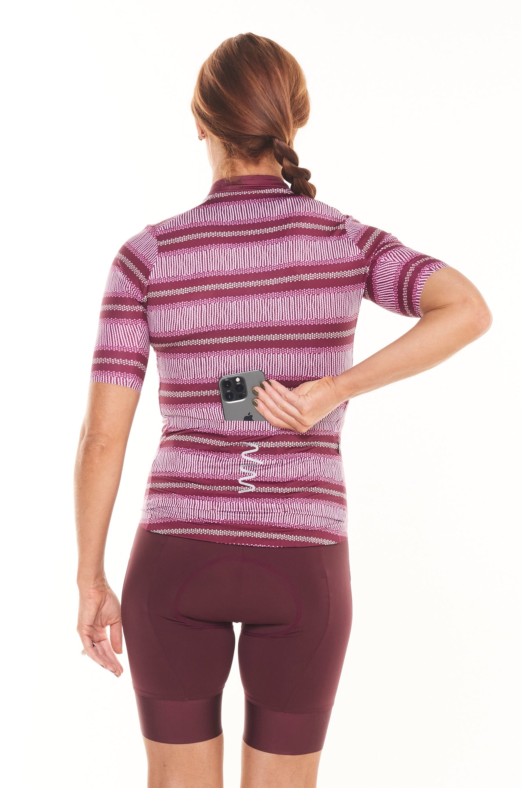 women's ROAM premium cycling jersey - alt stripe burgundy