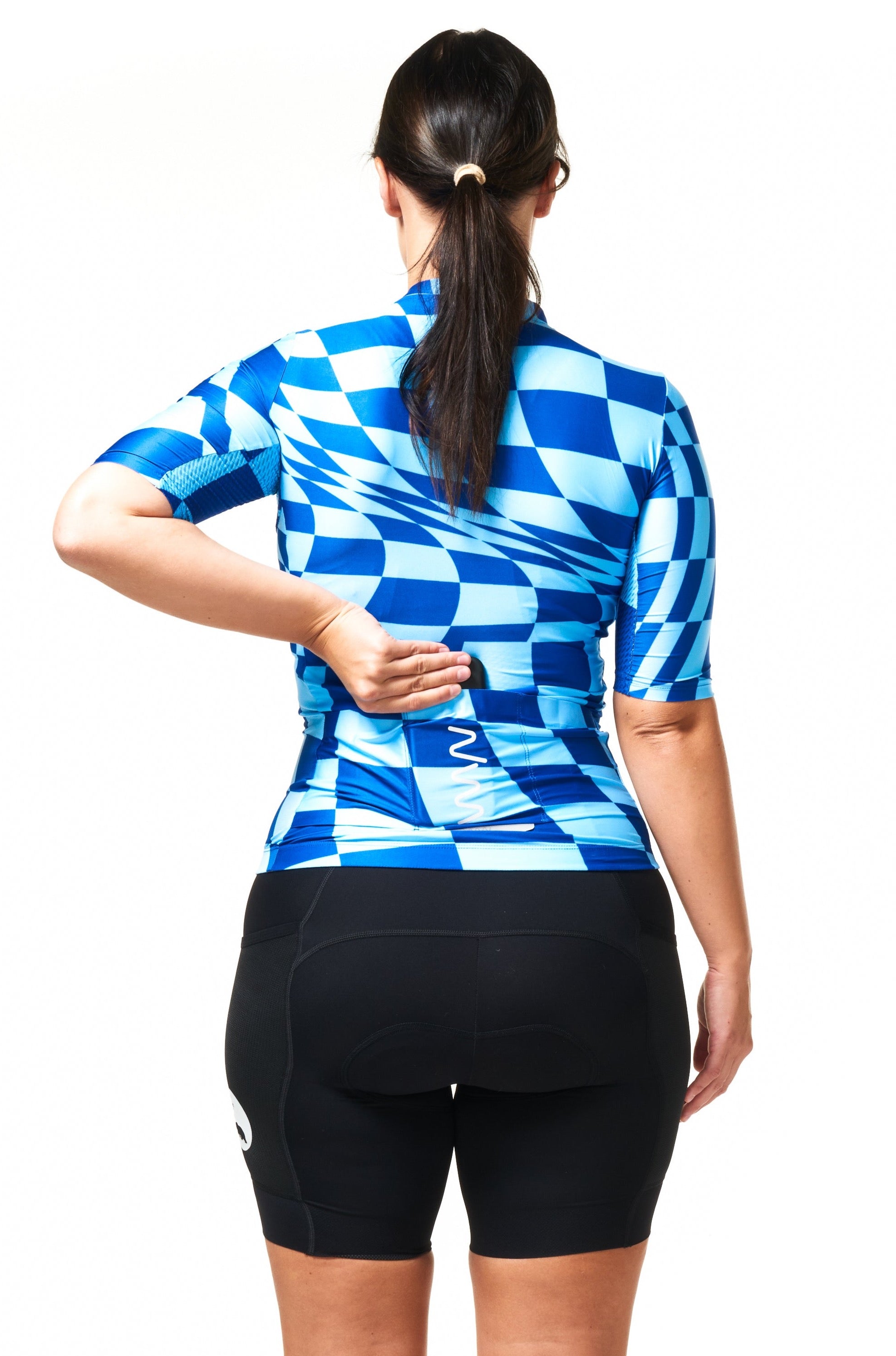 women's check mate premium cycling jersey - royal check