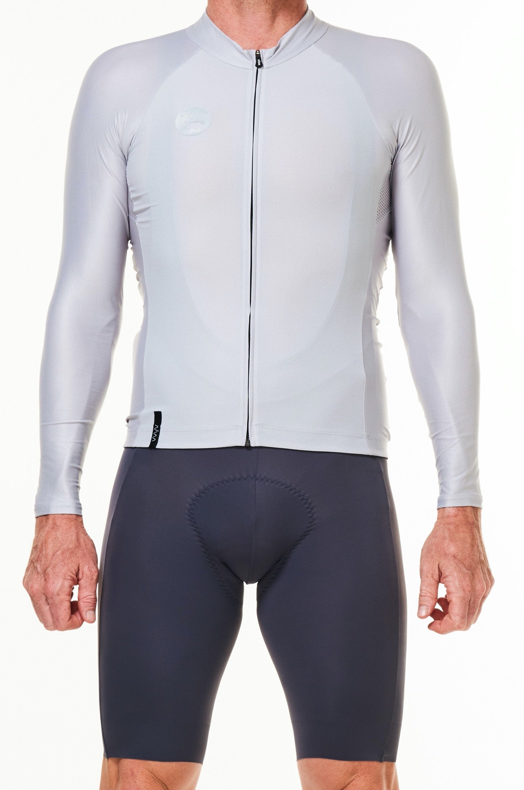 men's lightweight long sleeve cycling jersey - silver