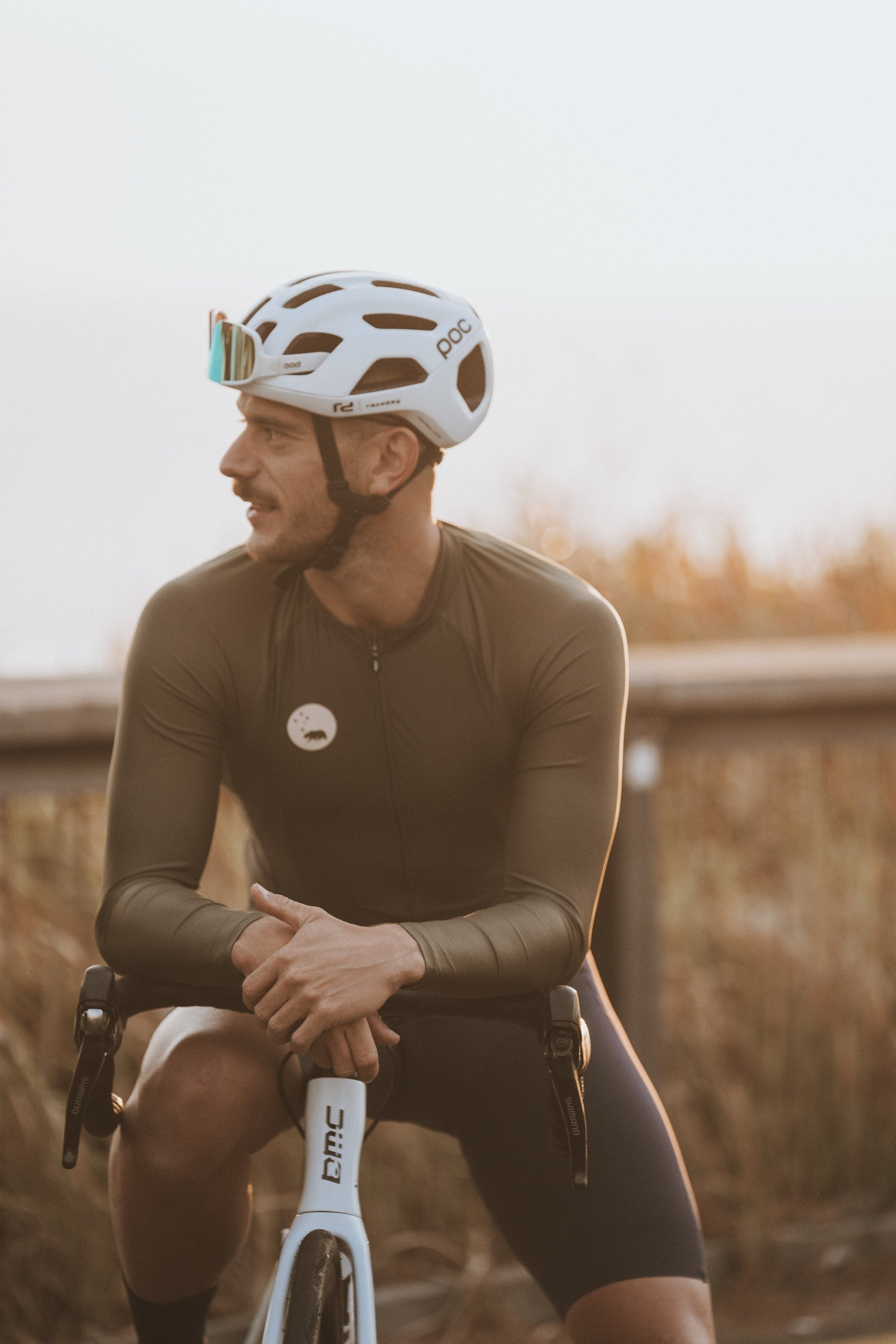 Men's Lightweight Long Sleeve Cycling Jersey - Olive