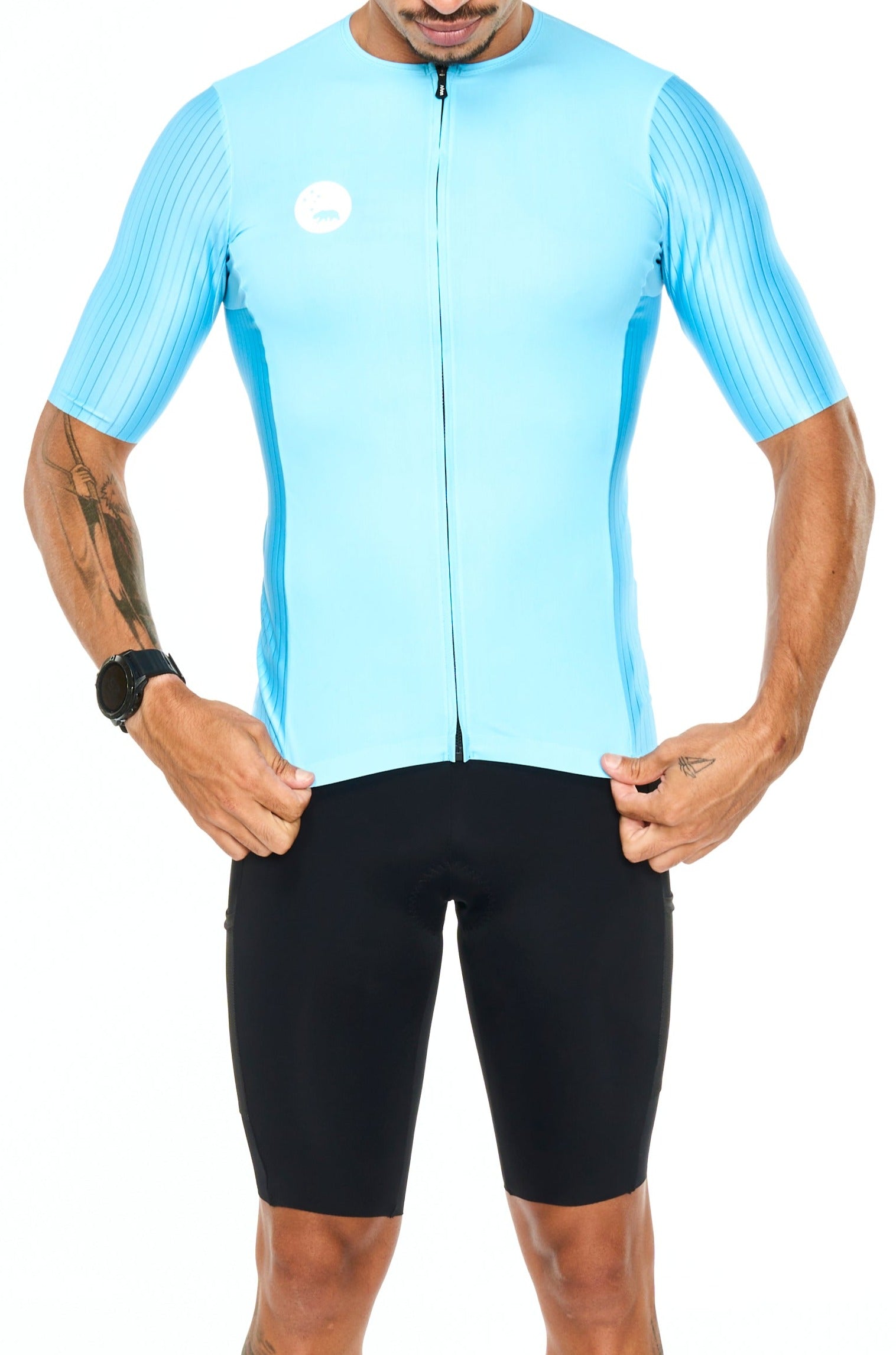 men's hi velocity X sleeved tri top - sky blue