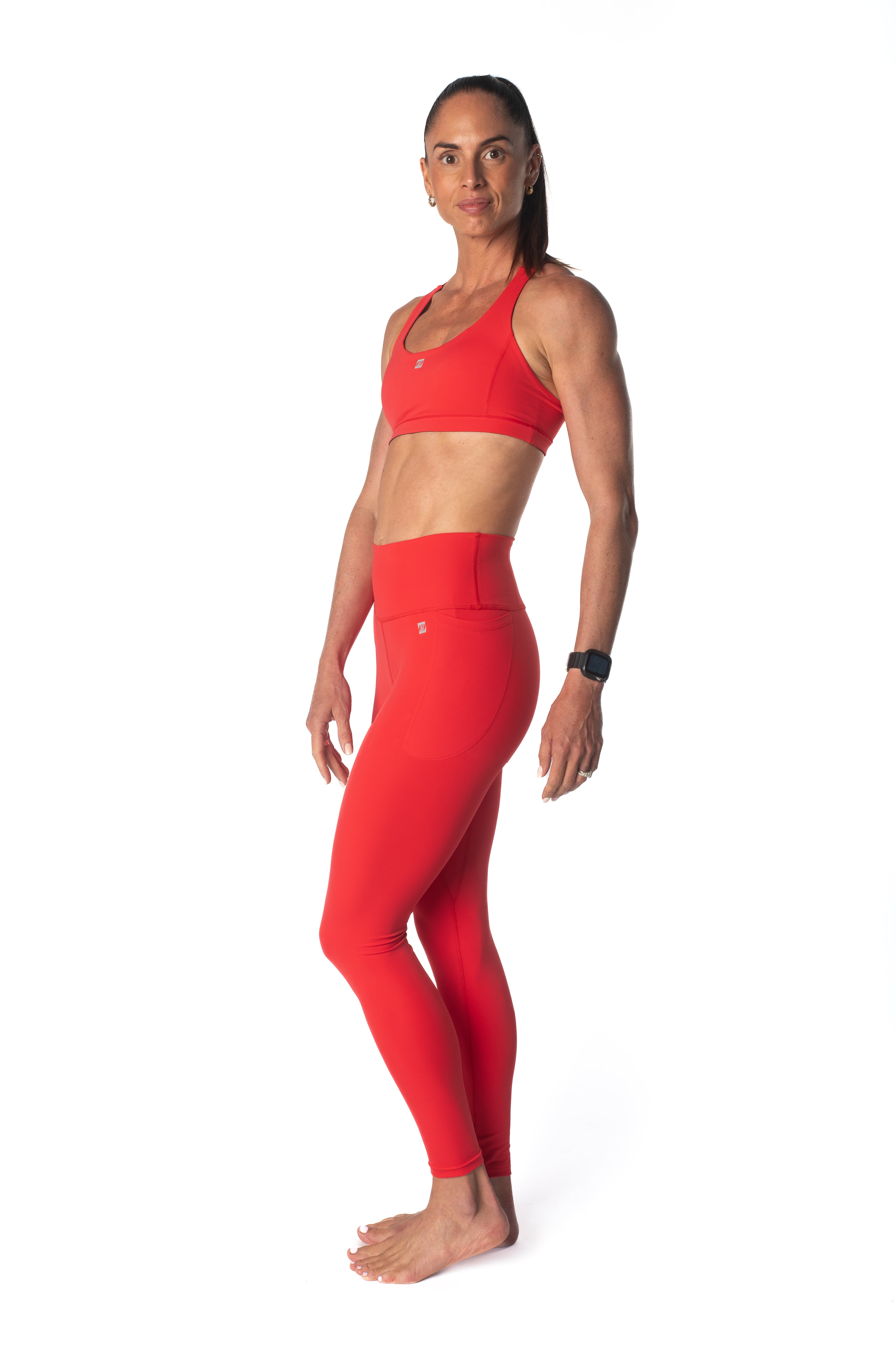 Women's Hybrid Full Length Tights - Race Red