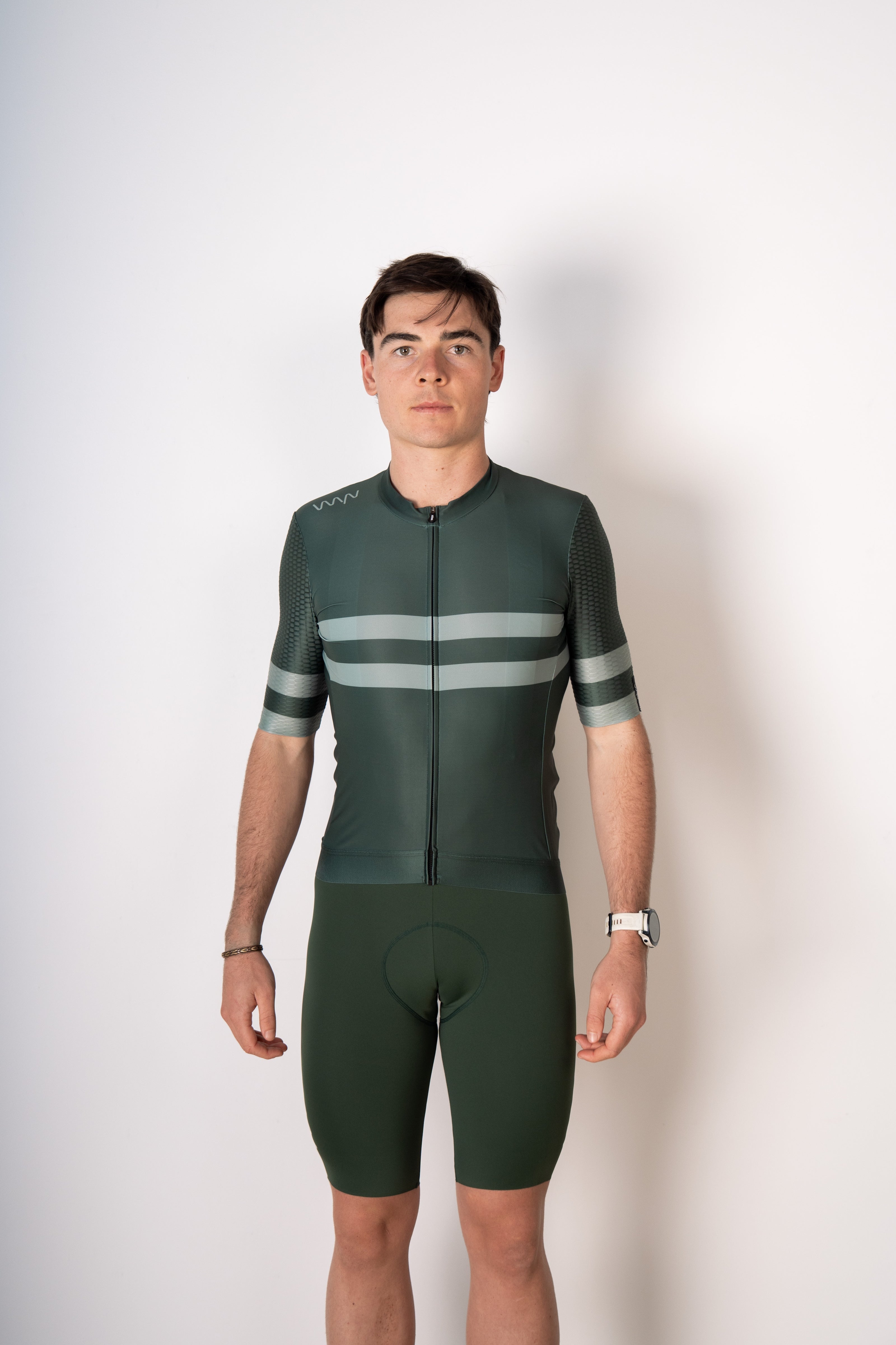 Men's Training Day Cycling Jersey - Evergreen/Ivory