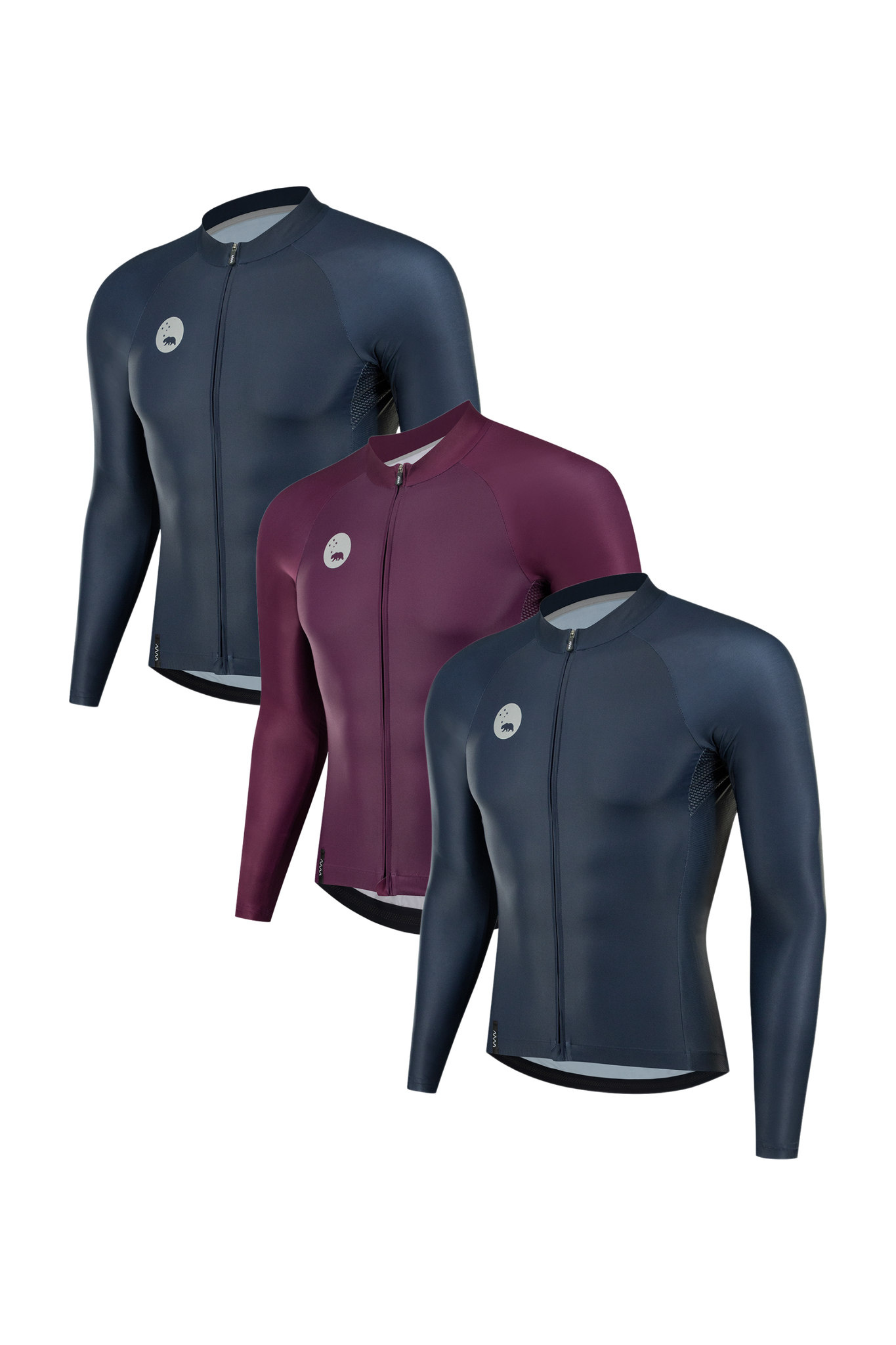 Men's Lightweight Long Sleeve Cycling Jersey: Custom 3 Pack