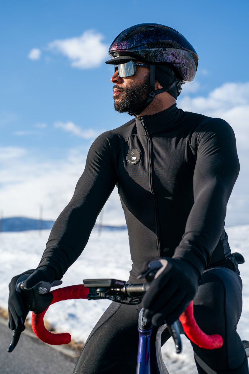 men's fleece thermal cycling jacket - black