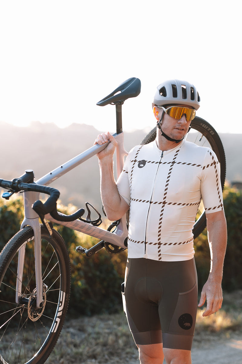 men's ROAM premium cycling jersey - cream + olive