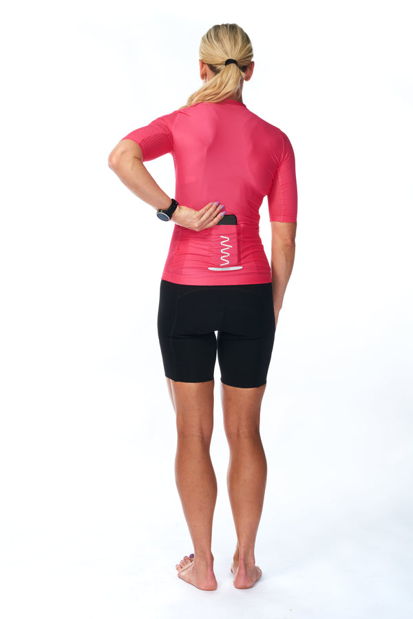 women's LUCEO hex racer cycling jersey - raspberry