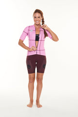women's ROAM premium cycling jersey - pink + mulberry