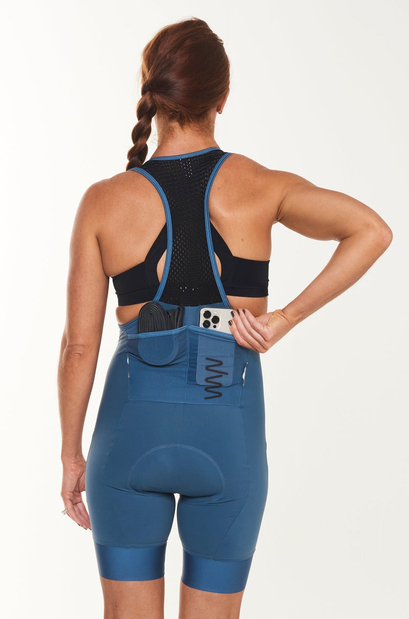 women's ROAM cycling bib shorts - sierra blue