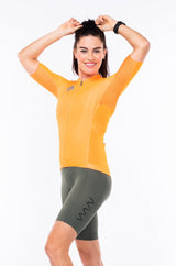 women's LUCEO hex racer cycling jersey - turmeric