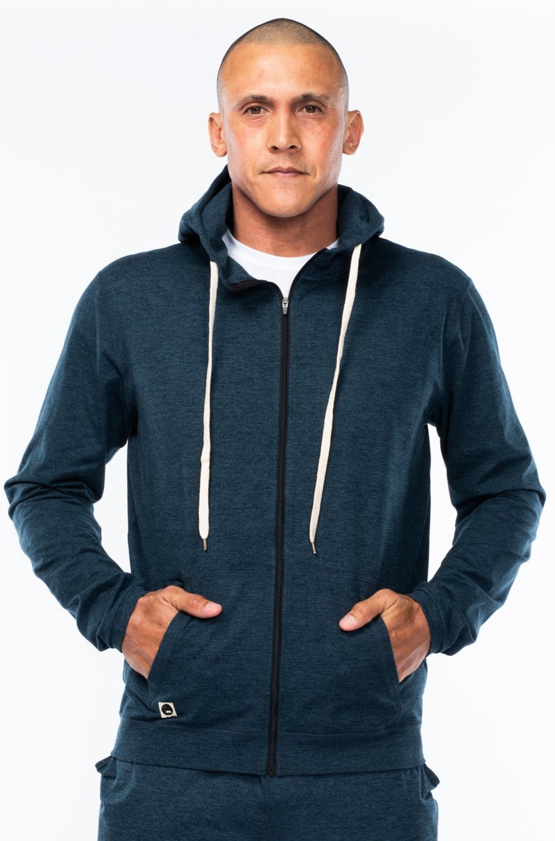 WYN by MALO men's ultimate travel hoodie - indigo heather