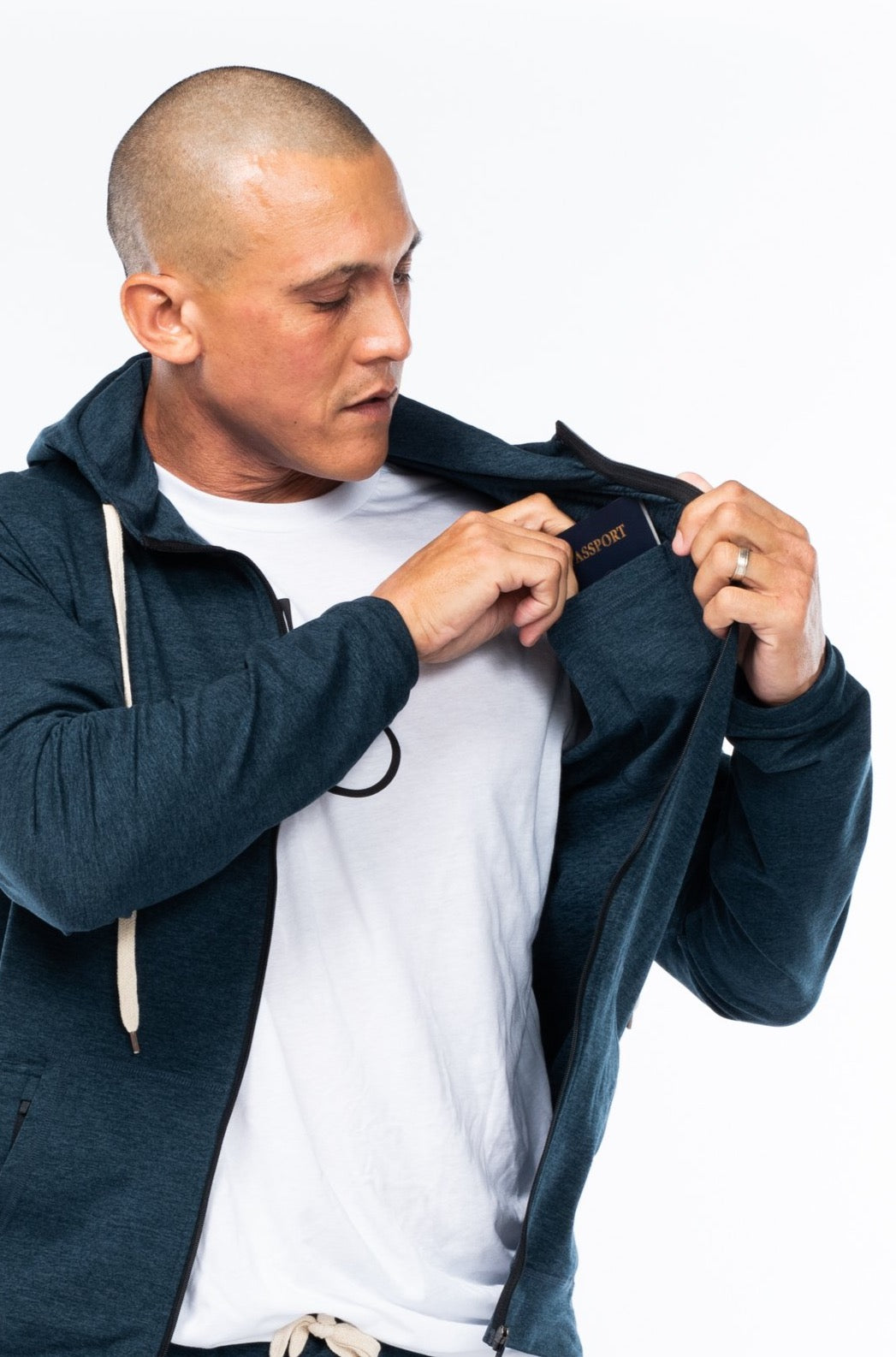 WYN Men's Ultimate Travel Hoodie - Indigo Heather