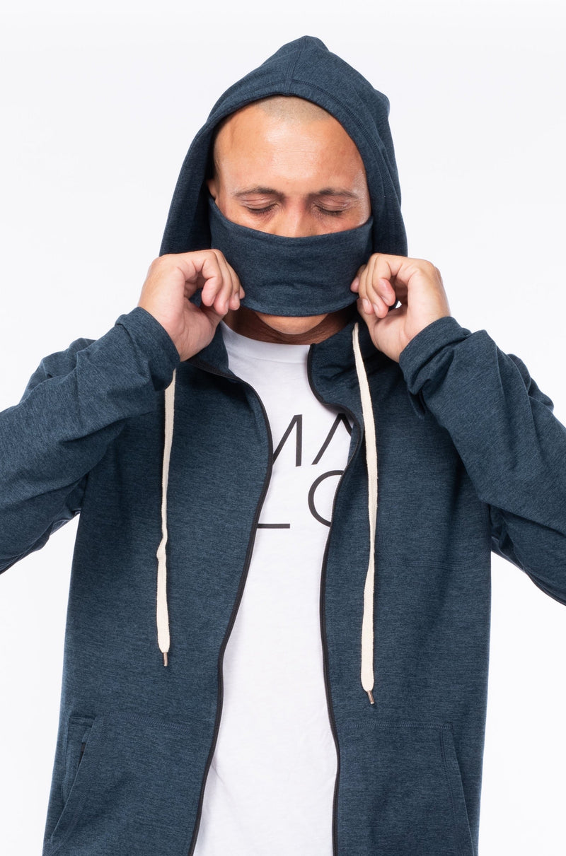 WYN by MALO men's ultimate travel hoodie - indigo heather