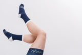 women's navy and white cycling socks