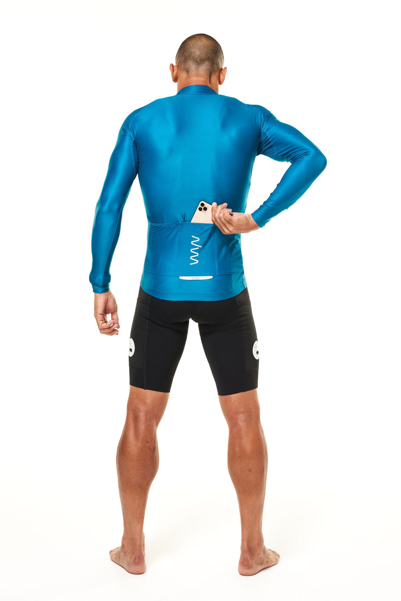 men's lightweight long sleeve cycling jersey - jade
