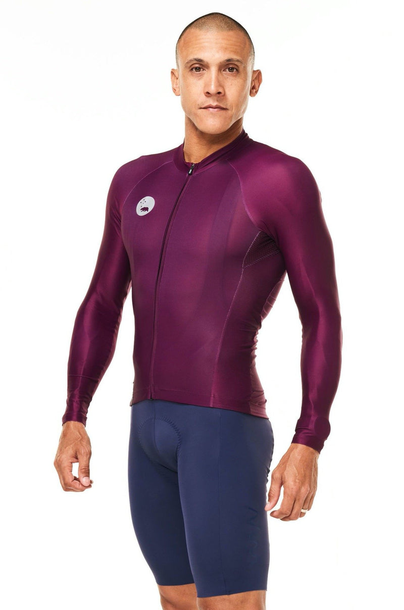 men's lightweight long sleeve cycling jersey - tyrian