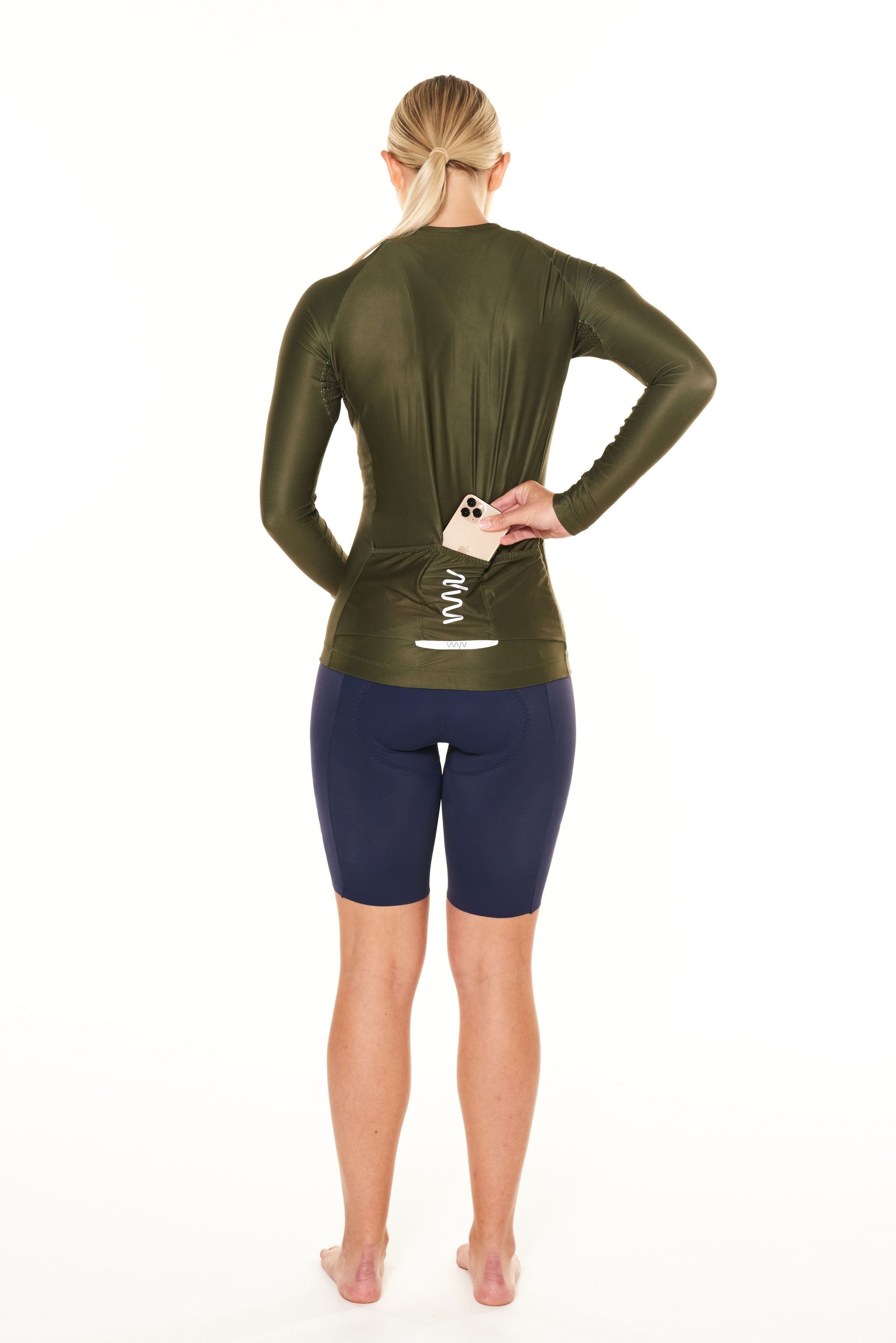 Women's Lightweight Long Sleeve Cycling Jersey - Olive