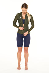 women's lightweight long sleeve cycling jersey - olive
