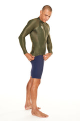 men's lightweight long sleeve cycling jersey - olive